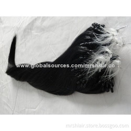 22-inch Natural Black Silk Straight Micro Loop Hair Extensions
